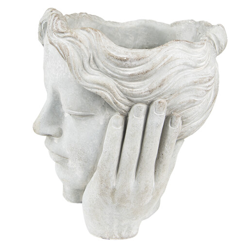 Ghiveci flori ceramica gri Face 18x18x20 cm