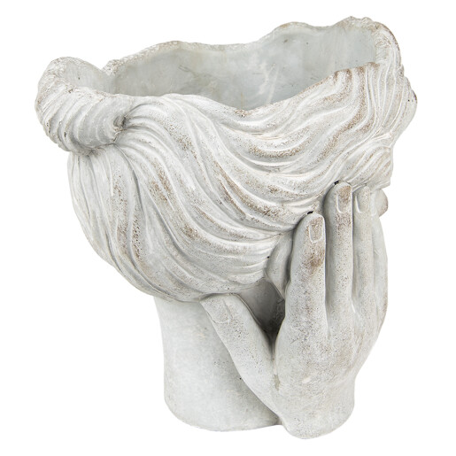 Ghiveci flori ceramica gri Face 18x18x20 cm