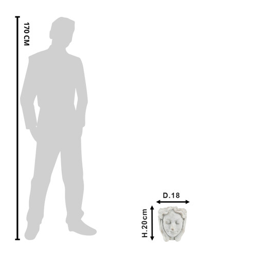 Ghiveci flori ceramica gri Face 18x18x20 cm