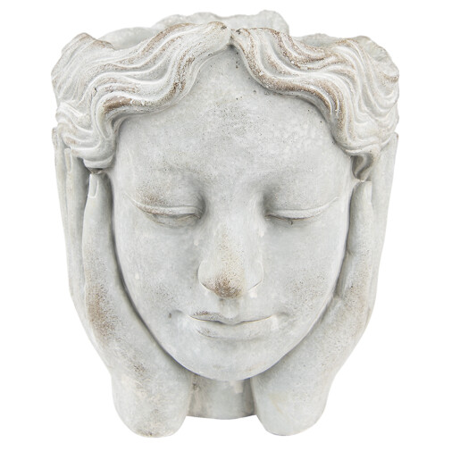 Ghiveci flori ceramica gri Face 18x18x20 cm