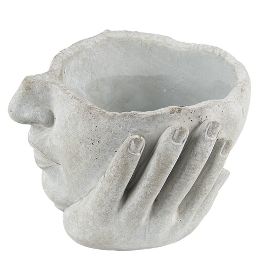 Ghiveci flori ceramica gri Face 17x17x11 cm