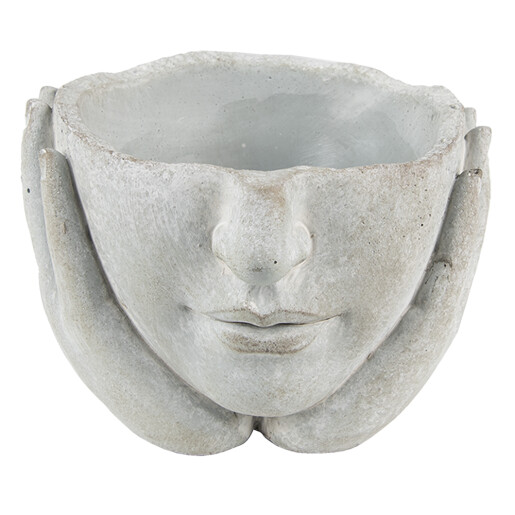 Ghiveci flori ceramica gri Face 17x17x11 cm