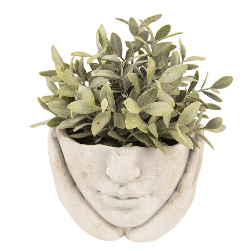 Ghiveci flori ceramica bej Face 17x17x11 cm