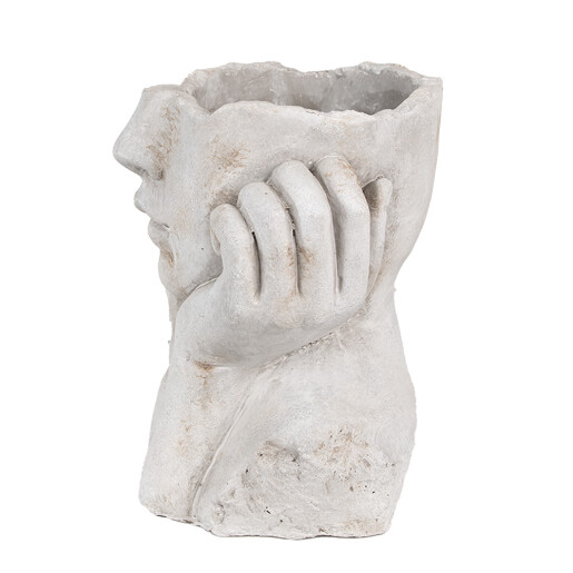 Ghiveci flori piatra gri Femeie 20x17x22 cm