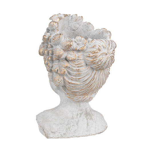 Ghiveci flori piatra gri aurie Femeie 14x14x22 cm Ghiveci flori piatra gri aurie Femeie 14x14x22 cm
