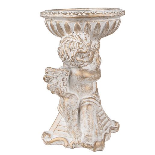 Figurina Inger cu suport ghiveci piatra alba aurie 18x15x23 cm