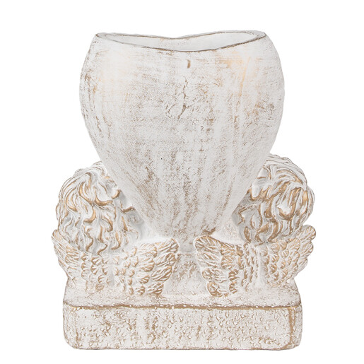 Ghiveci flori piatra alba aurie Ingeri 23x13x25 cm