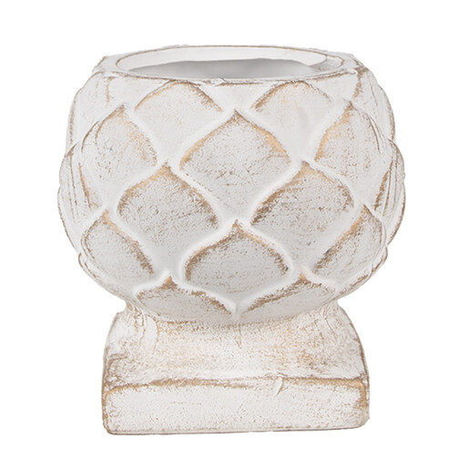 Ghiveci flori piatra alba aurie 14x14 cm