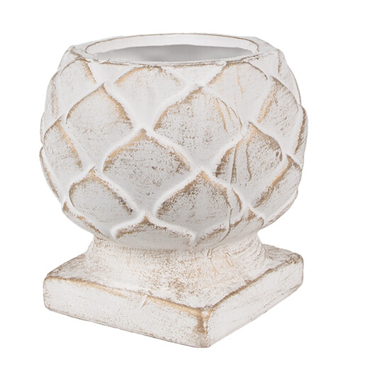 Ghiveci flori piatra alba aurie 14x14 cm