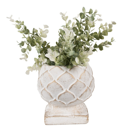 Ghiveci flori piatra alba aurie 14x14 cm