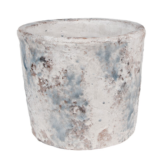 Ghiveci flori teracota alb albastru 18x15 cm