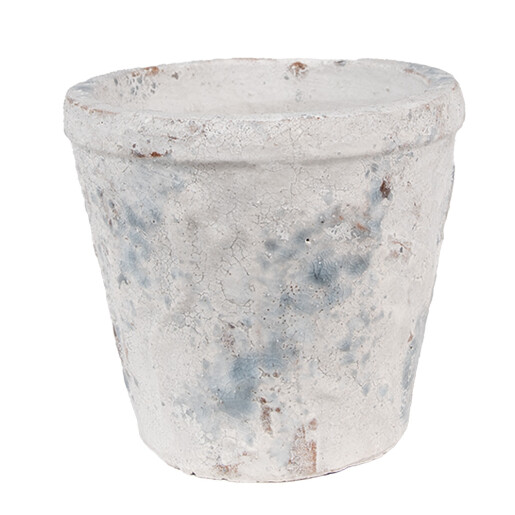 Ghiveci flori teracota alb albastru 12x11 cm