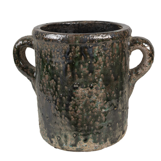 Ghiveci flori teracota verde maro 26x18x21 cm