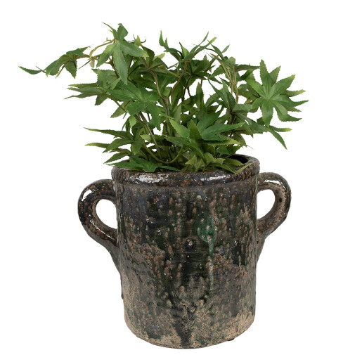 Ghiveci flori teracota verde maro 26x18x21 cm