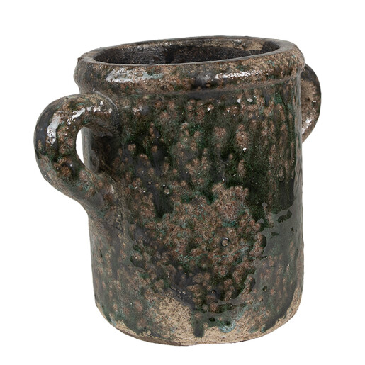 Ghiveci flori teracota verde maro 21x14x16 cm