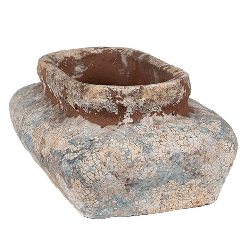 Ghiveci flori teracota bej albastra 27x15x9 cm