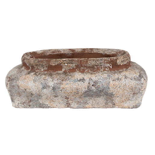 Ghiveci flori teracota bej albastra 22x12x8 cm
