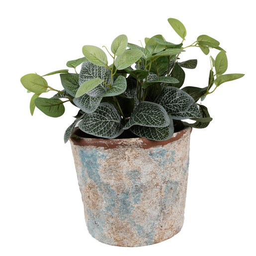 Ghiveci flori teracota bej albastra 23x20 cm