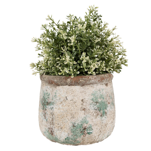 Ghiveci flori teracota bej maro verde 16x13 cm