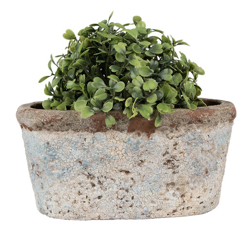 Ghiveci flori teracota bej albastra 19x11x10 cm