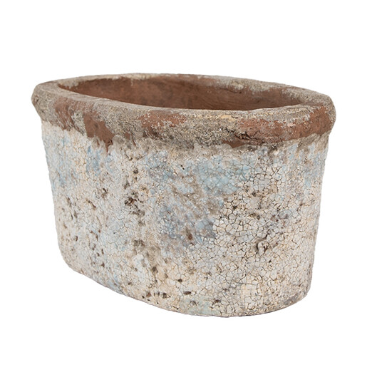 Ghiveci flori teracota bej albastra 19x11x10 cm
