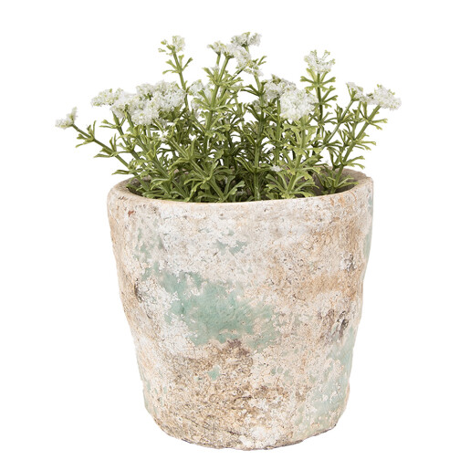 Ghiveci flori teracota bej verde 11x11 cm