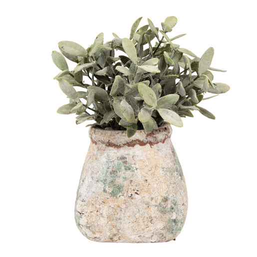 Ghiveci flori teracota bej verde 14x14x13 cm