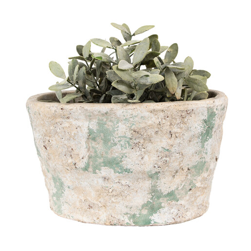 Ghiveci flori teracota bej verde 25x16x15 cm