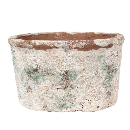 Ghiveci flori teracota bej verde 21x13x12 cm