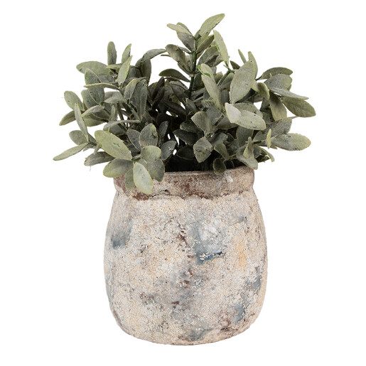 Ghiveci flori teracota bej verde 14x14 cm