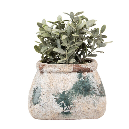 Ghiveci flori teracota bej verde 20x14x13 cm