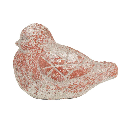 Figurina Pasare decorativa piatra gri rosie 14x9x10 cm