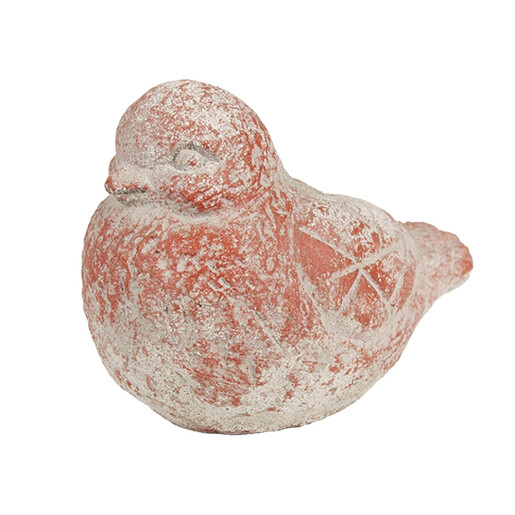 Figurina Pasare decorativa piatra gri rosie 14x9x10 cm
