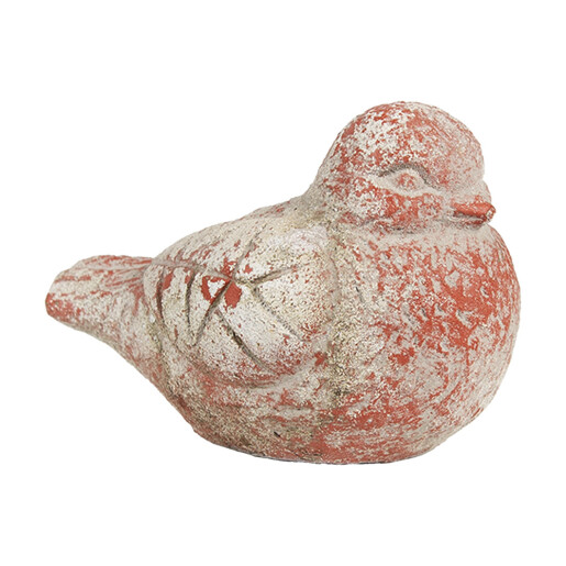 Figurina Pasare decorativa piatra gri rosie 14x9x10 cm