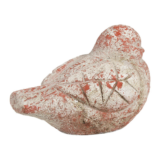 Figurina Pasare decorativa piatra gri rosie 14x9x10 cm