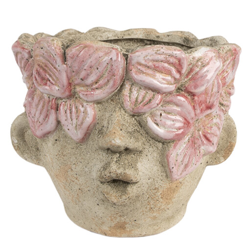 Ghiveci flori teracota roz bej 19x18x15 cm Ghiveci flori teracota roz bej 19x18x15 cm