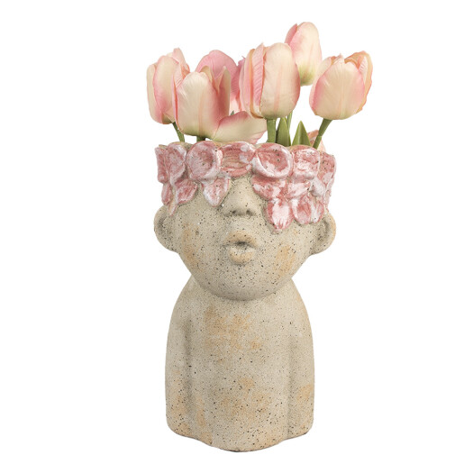 Ghiveci flori teracota roz bej 16x15x25 cm Ghiveci flori teracota roz bej 16x15x25 cm