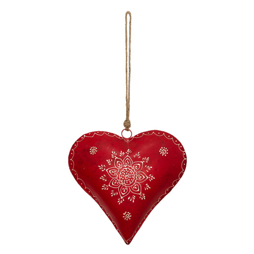 Set 2 decoratiuni metal rosu Inimioara 27x12x27 cm
