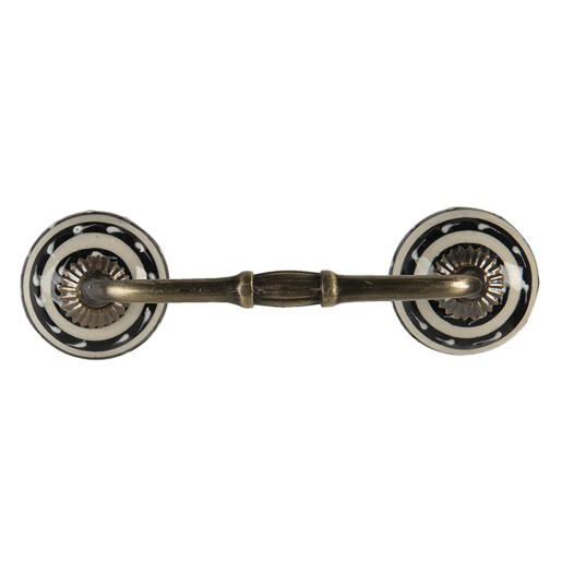 Maner mobilier fier cupru ceramica neagra bej 14x4x3 cm