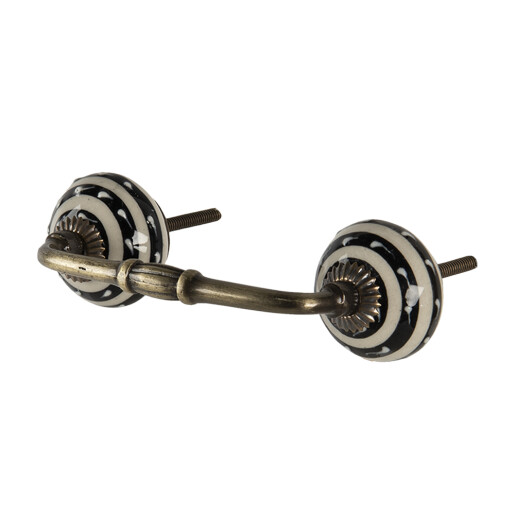 Maner mobilier fier cupru ceramica neagra bej 14x4x3 cm