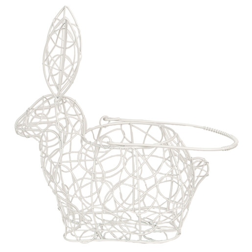 Cos Iepuras metal alb 20x12x24 cm