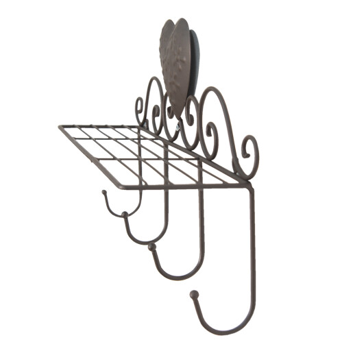Cuier cu etajera fier maro 39x11x23 cm