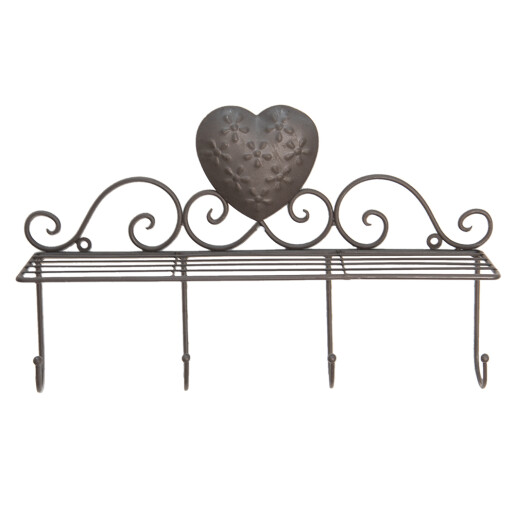 Cuier cu etajera fier maro 39x11x23 cm