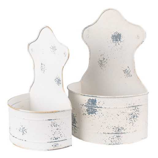 Set 2 suporturi ghivece flori fier bej 26x14x37 cm, 23x12x32 cm