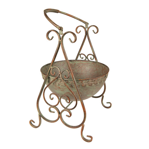 Ghiveci flori fier maro verde 26x27x49 cm