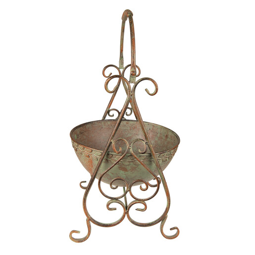 Ghiveci flori fier maro verde 26x27x49 cm