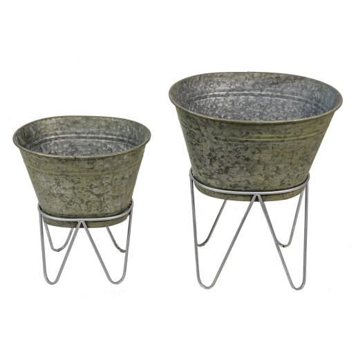 Set 2 suporturi ghiveci metal gri 46x38x56 cm