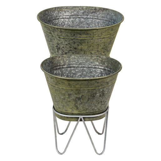 Set 2 suporturi ghiveci metal gri 46x38x56 cm