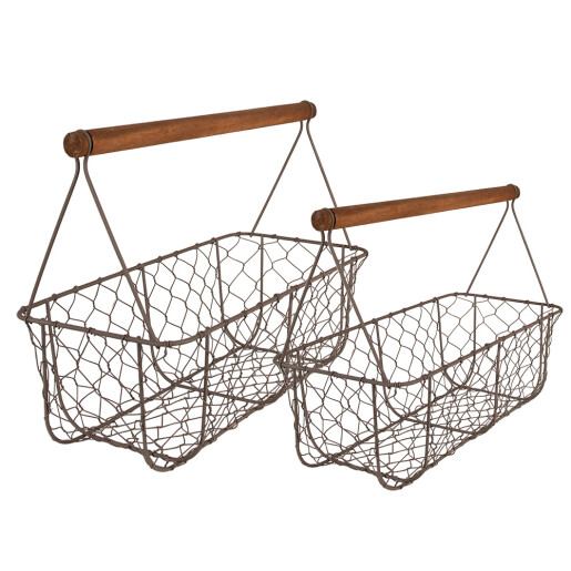 Set 2 cosuri fier maro 36x17x12/27 cm, 32x15x10/22 cm