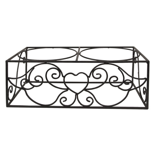 Bol dublu hranire animale fier negru inox 34x17x13 cm, 2x500 ml
